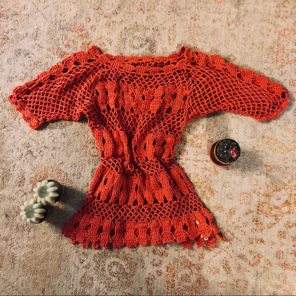 Red Crochet Mini Dress